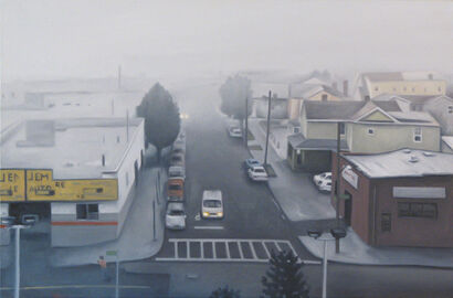 Foggy morning, Jamaica, Queens - a Paint Artowrk by Timothy Balboni